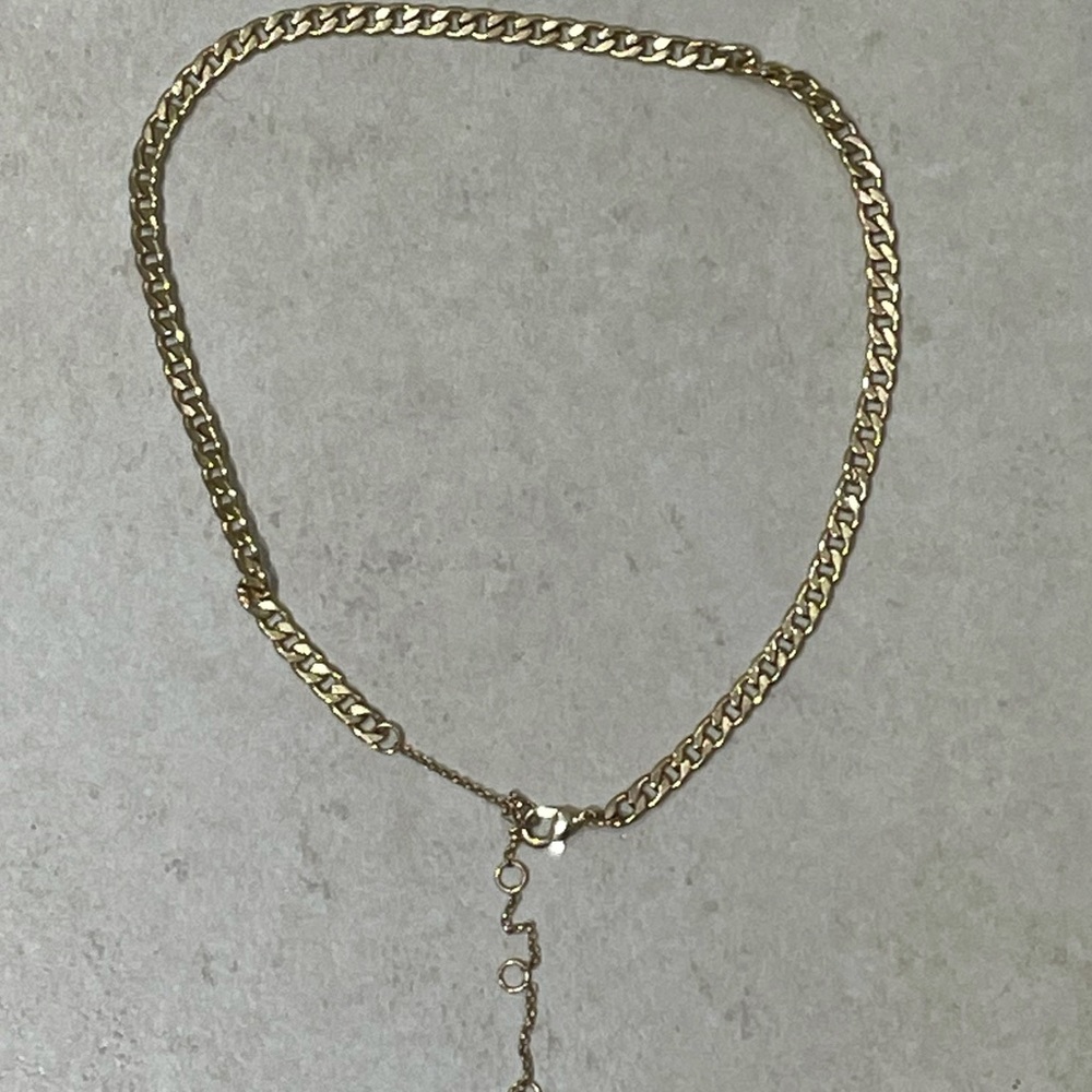 Gold curb chain necklace